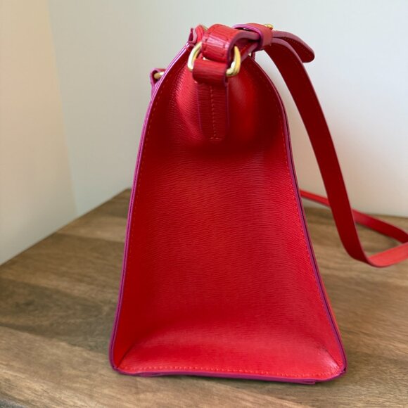 Lauren Ralph Lauren Red Leather Zip Satchel Crossbody (NWT) - Picture 8 of 10